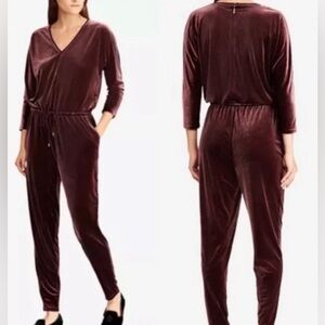 Women’s Ralph Lauren‎  Velvet Jumpsuit Red Size L V-neck holiday  Loungewear